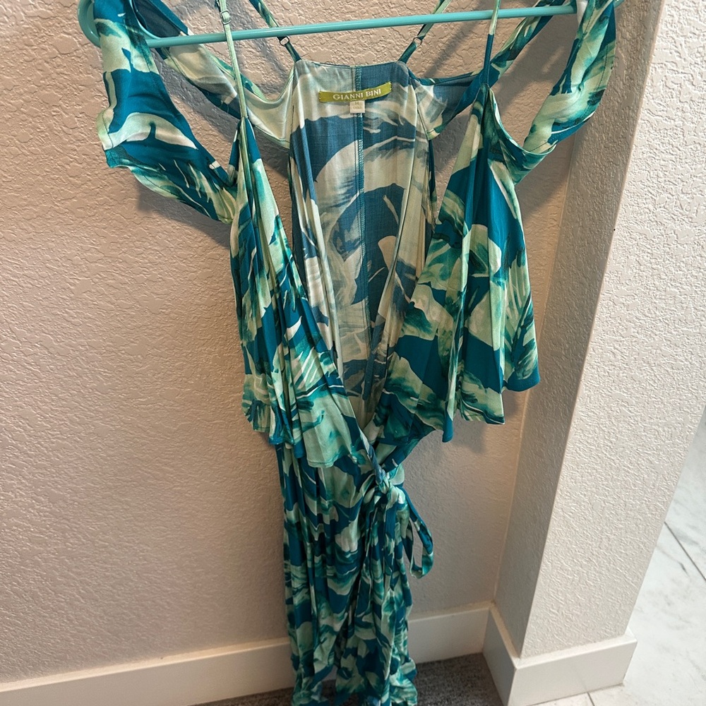 Gianni Bini Teal Floral Wrap Dress